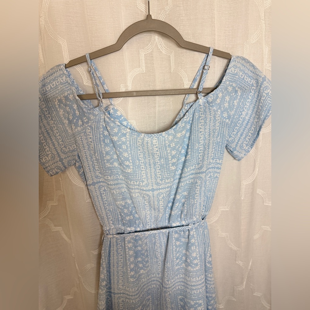mine | Light Blue Off-Shoulder Spring Dress | Size Medium